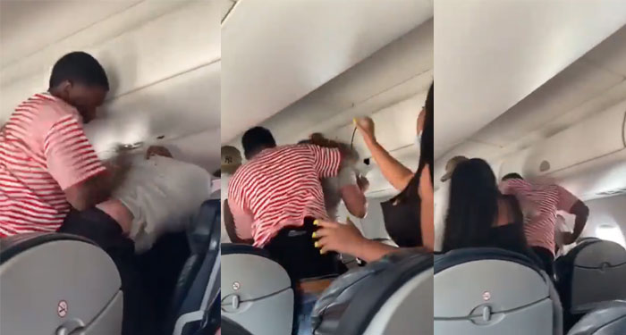 Fuerte pelea entre dos pasajeros por un “Asiento reclinable” (Video)