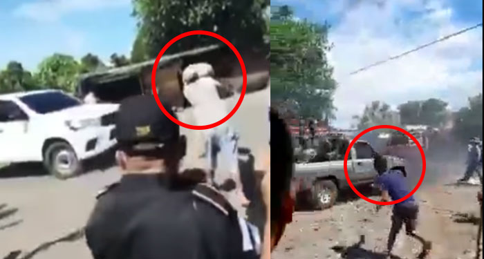 Con piedras y palos manifestantes agarran a vehículos (Videos)