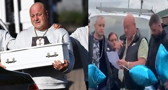 Padre llora mientras sostiene el ataúd de su hijo que fue asesinado por su madre (Video)