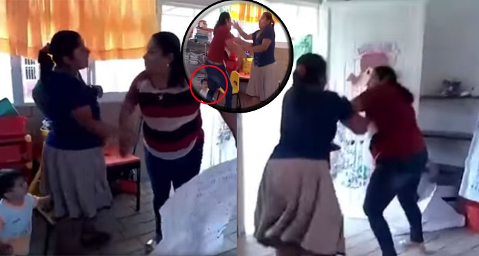 Discusión entre maestra y madre de familia termina en una fuerte pelea (Video)
