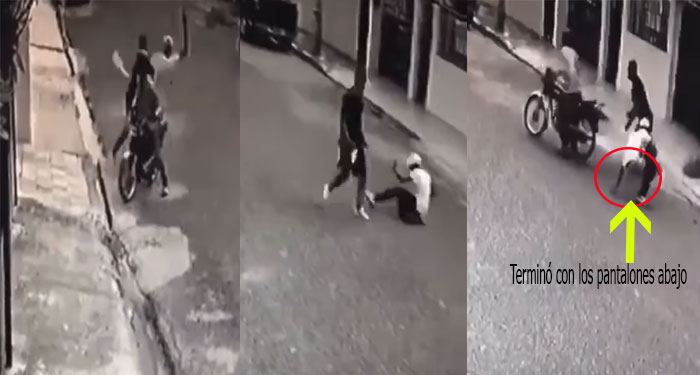 Motoladrones intentan asaltar a peatón y terminan vapuleados (Video)