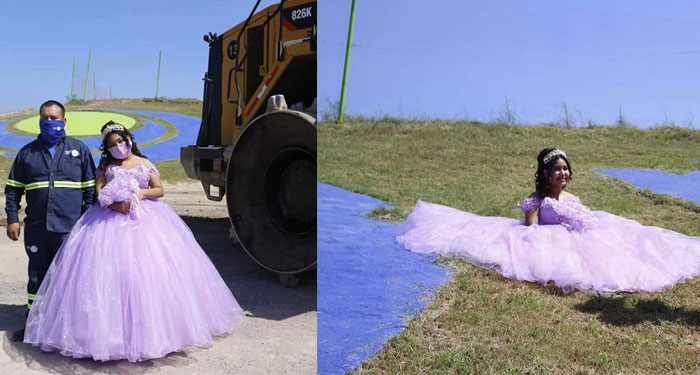 Quinceañera decide hacer su sesión de fotos en el basurero donde trabaja su padre