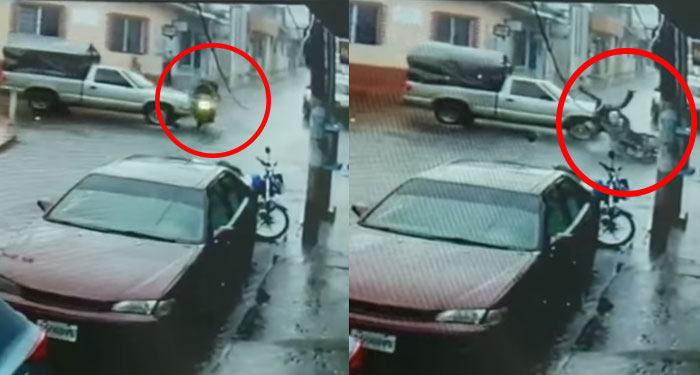 Vehículo atropella a motorista y huyó del lugar (Video)