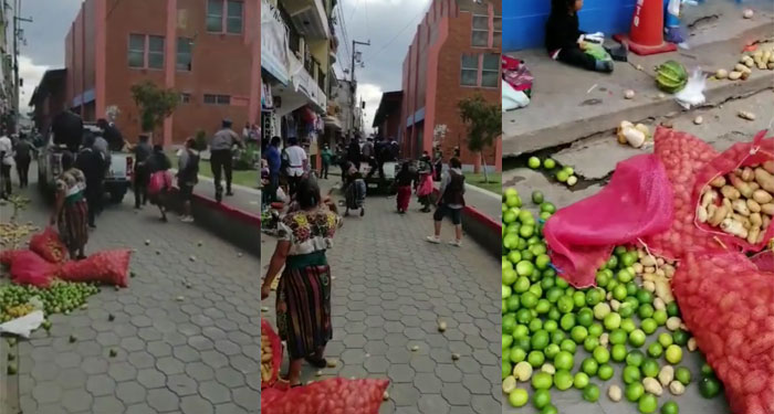 Momento en que Policías le arrebatan las verduras a unas ancianas (Video)