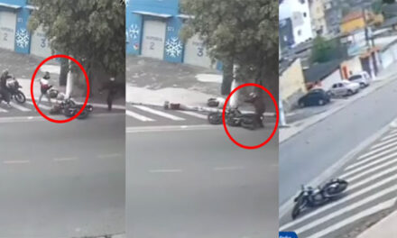 Momento exacto cuando motorista dispara contra dos ladrones (Video)