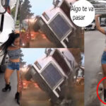 Esme la Chapina se sube a un tráiler y metros después vuelca (Video)
