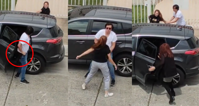 Mujer descubre a su novio en pleno acto con la amante (Video)