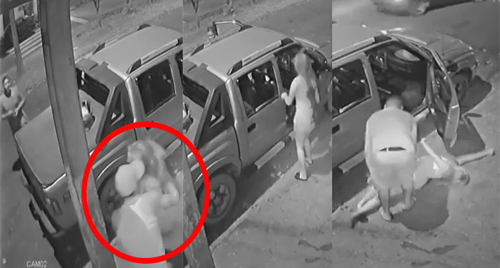 Hombre le da tremenda golpiza a su pareja cuando la encuentra con el amante (Video)