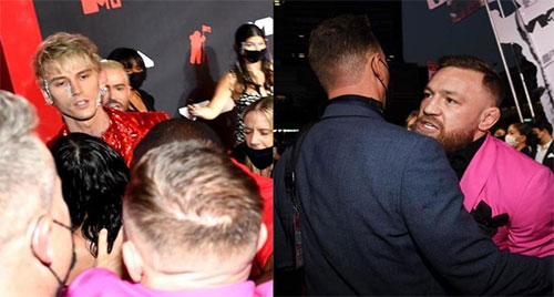 La fuerte pelea entre Conor Mcgregor y Machine Gun Kelly en plena alfombra roja (Video)