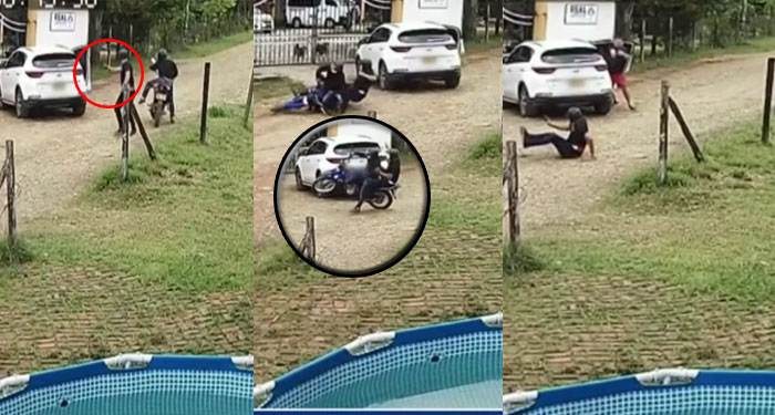 Momento en que hombre le disparó a dos ladrones cuando intentaban asaltarlo (Video)