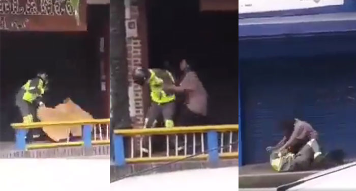 Persona de la calle le da tremenda paliza a un PMT por despertarlo (Video)