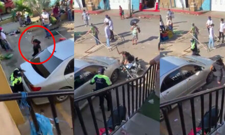Mujer le pega a PMT con un tubo de metal por una supuesta infidelidad (Video)