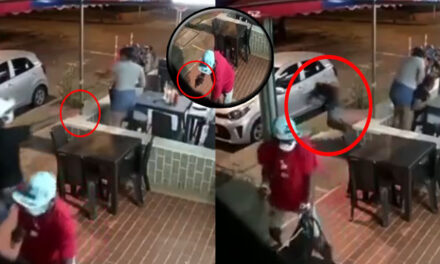 Ladrones entran para robar en un restaurante, Uno de los cliente cargaba arma y les disparó (Video)