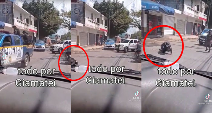 Momento exacto cuando seguridad de Giammattei sale volando de la patrulla (Video)