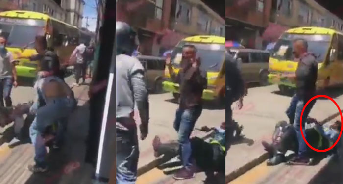 Motoristas agarran a golpes a un agente de tránsito por una multa (Video)