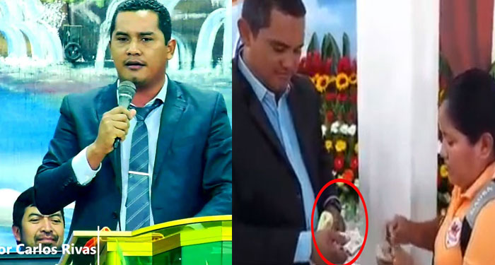 Pastor Carlos Rivas se pronuncia luego de ser grabado recibiendo fuerte cantidad de dinero (Video)