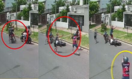 Momento en que Policía le disparó a dos ladrones que intentaron quitarle la motocicleta (Video)
