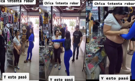 Mujer es descubierta cuando robaba cadenas de oro con estómago falso (Video)