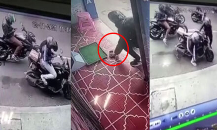 Momento en que motoladrones le roban el celular a una mujer en la zona 7 capitalina (Video)
