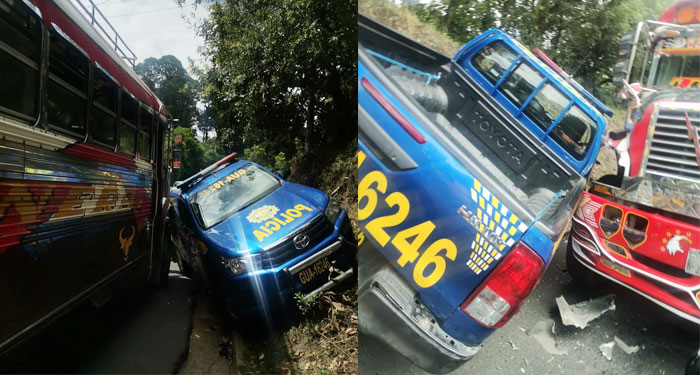 Patrulla de la PNC provoca un fuerte choque con una camioneta (Video)