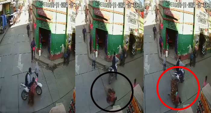 Momento exacto en que mujer es arrollada por un motorista (Video)