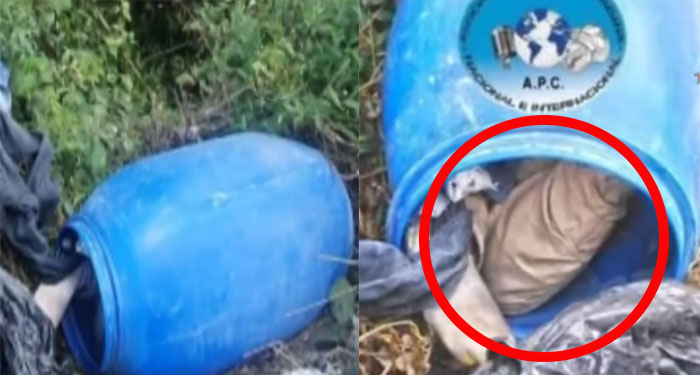Encuentran el cadáver de un pandillero del barrio 18 dentro de un tonel (Video)