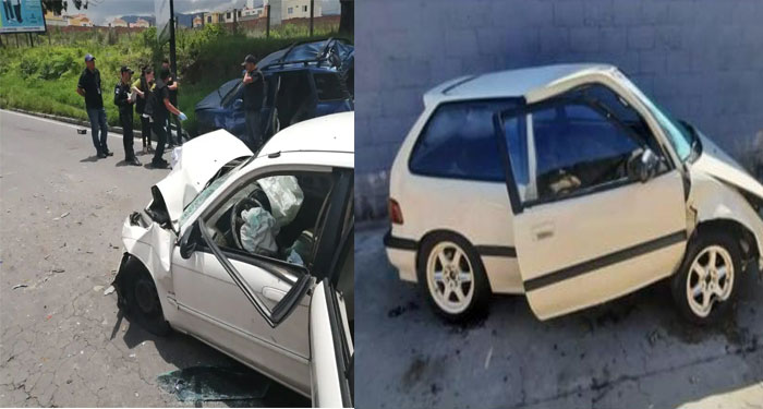 Así quedó el vehículo de los jóvenes que grabaron su propio accidente (Video)