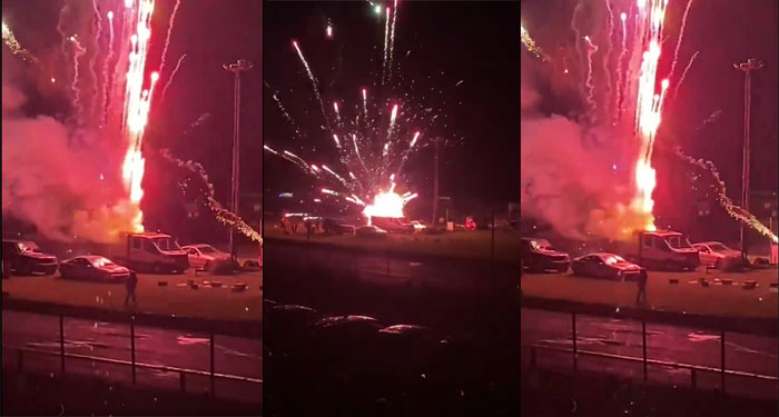 Momento en que explota camión con fuegos pirotécnicos (Video)