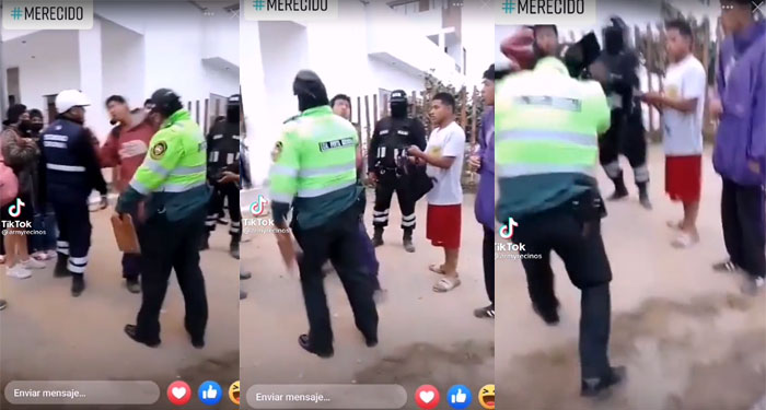 Fuerte pelea entre un policía y un civil (Video)