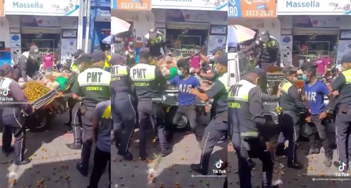 Momento en que Agentes de Tránsito le quitan la venta a un niño (Video)