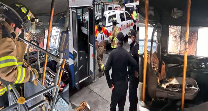 Desconocidos lanzan bomba a un bus del Transurbano en la zona 18 (Video)
