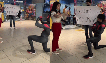 Se disfraza de Spider-Man para pedirle que sea su novia y ella lo rechazó (Video)