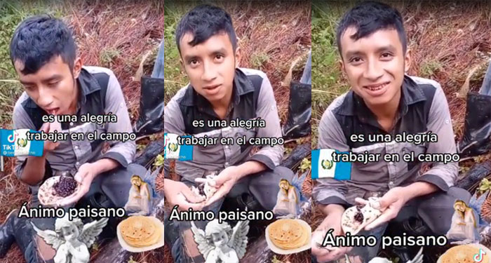 Guatemalteco que come frijoles con tortilla en el campo se hace viral (Video)
