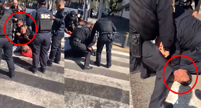 Policías Golpean a una mujer y su esposo se mete para defenderla de los golpes (Vídeo)