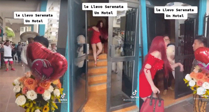 Hombre le lleva serenata a su novia y la encuentra con el amante en un hotel (Video)