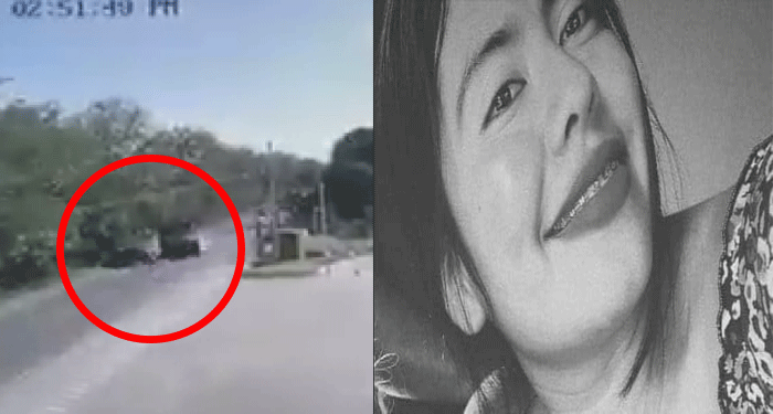 Momento en que mujer saltó de pickup y camión le pasa las llantas encima (Video)