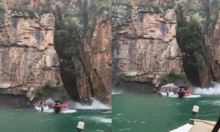 “Fallecen 6 turistas” Momento en que cae un peñasco sobre turistas en Brasil(Video)