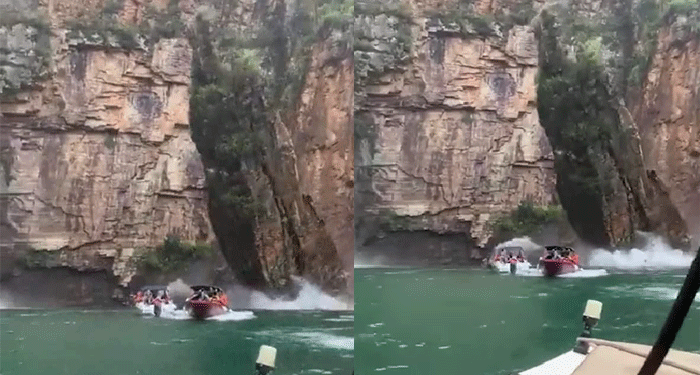 “Fallecen 6 turistas” Momento en que cae un peñasco sobre turistas en Brasil(Video)