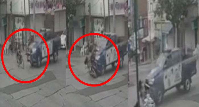 Momento en que patrulla colisionó con un motorista en la zona 1 capitalina (Video)