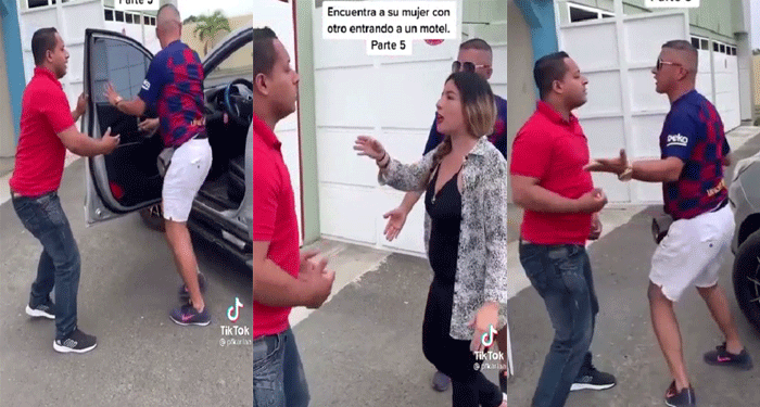 Hombre encuentra a su pareja con otro hombre entrando en un hotel (Video)