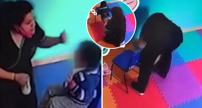 Momento en que maestra golpea a niño de 4 años en una guardería y le fractura la pierna (Video)