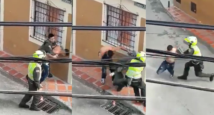 Ladrón le pega a dos Policías y huye del lugar (Video)