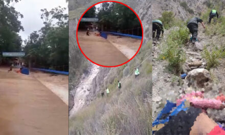 Momento exacto cuando río arrastra a mototaxi con pasajeros y familia entera muere (Video)