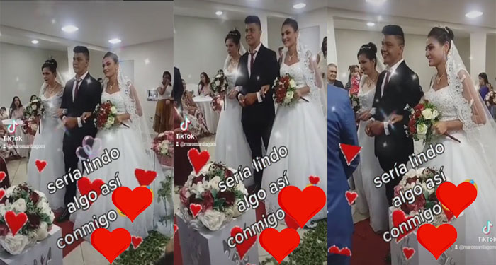 Hombre se casa con dos mujeres al mismo tiempo y se vuelve tendencia (Video)