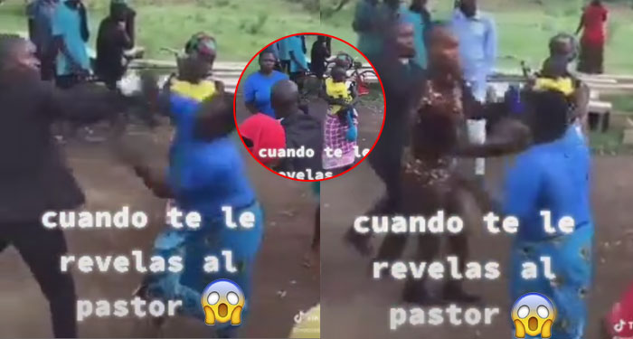 Mujer se le revela a pastor y se le va a los golpes en pleno culto (Video)