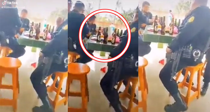 Agentes de la PNC son captados tomando cerveza en pleno día laboral (Video)