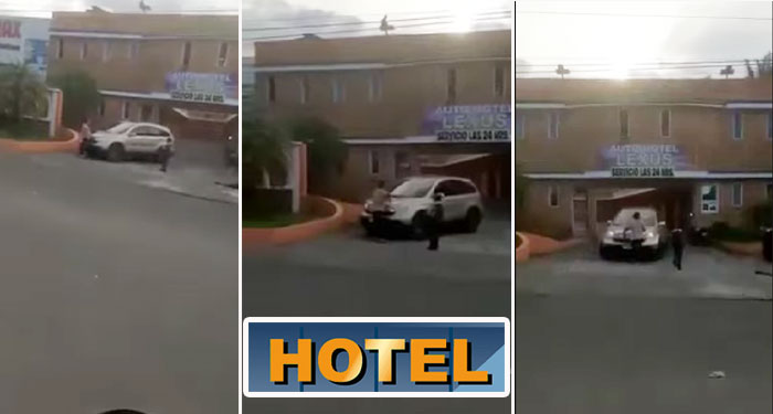 Mujer sorprende a su esposo saliendo de un Hotel con su amante (Video)