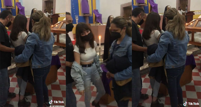 Padres llevan a su hija a la Iglesia para que jure no volver a hablar con su ex (Video)