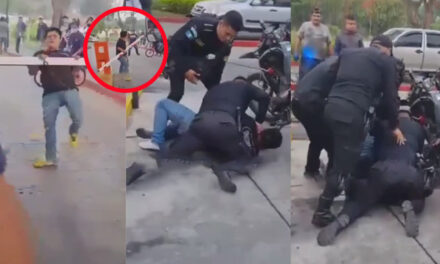Persona en estado de ebriedad rompe la talanquera de un parqueo y casi le prende fuego (Video)