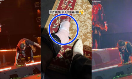 Momento en que Christian Nodal se cae en pleno escenario (Video)